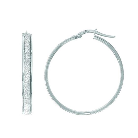 14K White Gold 7.75x28mm wide Shiny Round Hoop Earring
