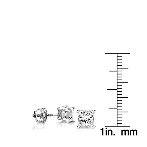 Ladies Princess Cut Natural Diamond Platinum Stu-3