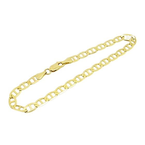 Mens 10k Yellow Gold figaro cuban mariner link bracelet 8 inches long and 4mm wide 1