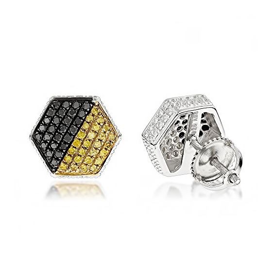 Yellow Black Diamond Earrings Sterling Silver 0.6 Cttw 1