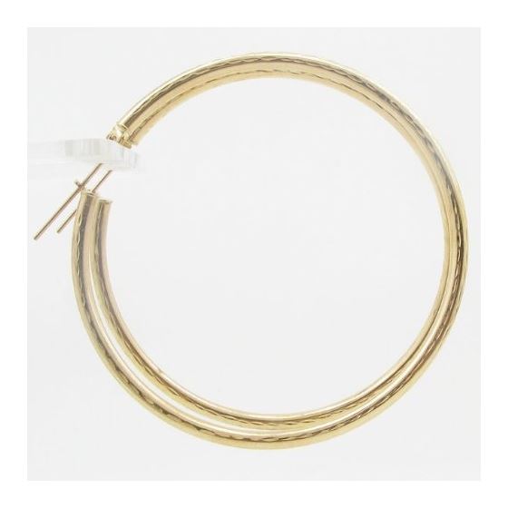 10k Yellow Gold earrings Plain Cut hoop AGBE32 3