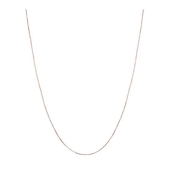 14K Rose Gold 0.8mm wide Shiny Classic Box Chain with Lobster Clasp 3