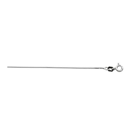 Silver with Rhodium Finish 0.7mm wide Diamond Cut Box Chain with Spring Ring Clasp