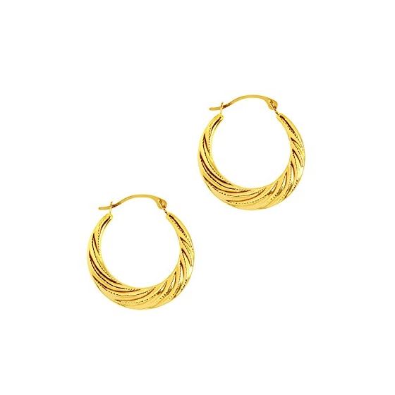 14K Yellow Gold Ladies Hoop Earrings ER562
