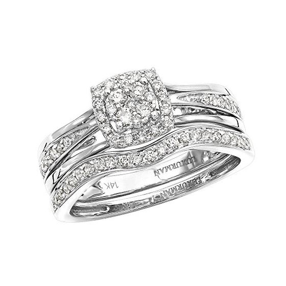 Affordable 14K Gold Diamond Engagement Ring Set We