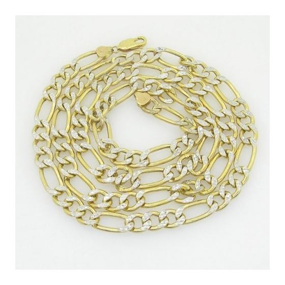 10K Yellow Gold diamond cut figaro chain GC110 1