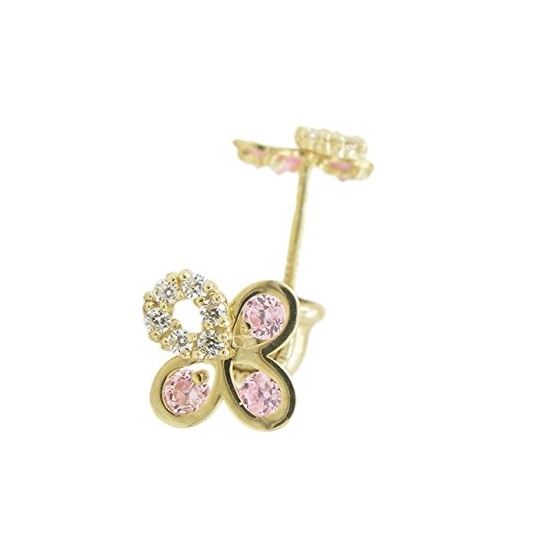 14K Yellow gold Flower cz stud earrings for Children/Kids web430 1