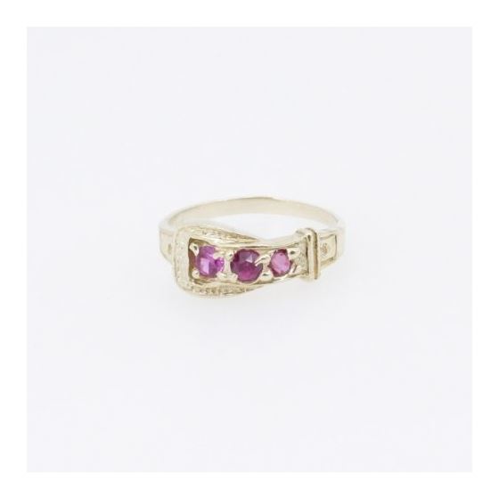 10k Yellow Gold Syntetic red gemstone ring ajjr35 Size: 3.75 3