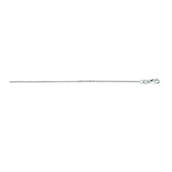 14K White Gold 0.8mm wide Shiny Classic Box Chain with Lobster Clasp 1