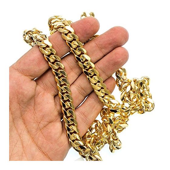 "10K YELLOW Gold MIAMI CUBAN SOLID CHAIN - 32"" Long 10.8X4.5MM Wide 3"