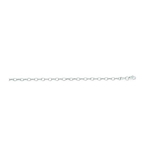 "14K White Gold Oval Rolo Chain 7"" inches long x3.2mm wide"