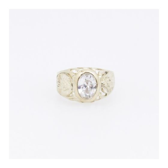 10k Yellow Gold Syntetic white gemstone ring ajjr43 Size: 2.25 3