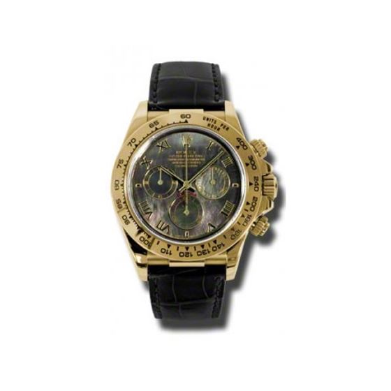 Rolex Watches  Daytona Yellow Gold  Leather Strap 116518 dkmbk