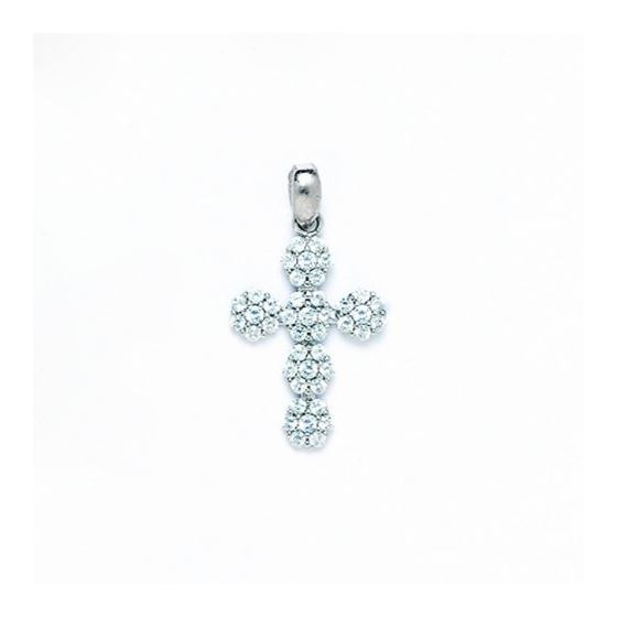 14K Gold Cross Pendant CZ PW51