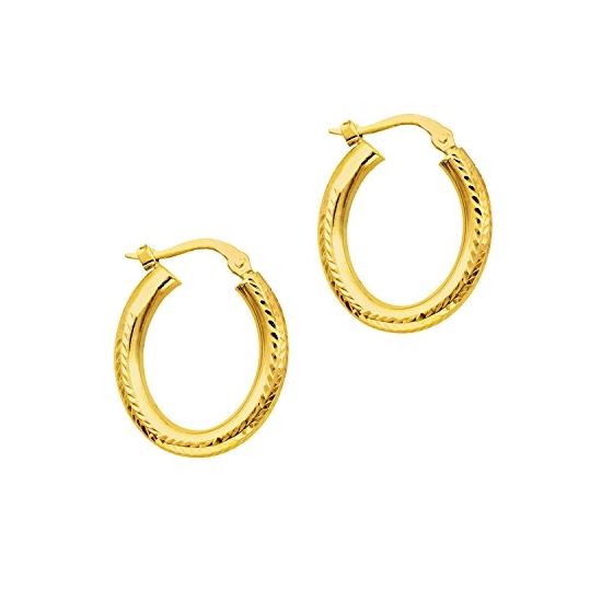 14K Yellow Gold Ladies Hoop Earrings ER1036