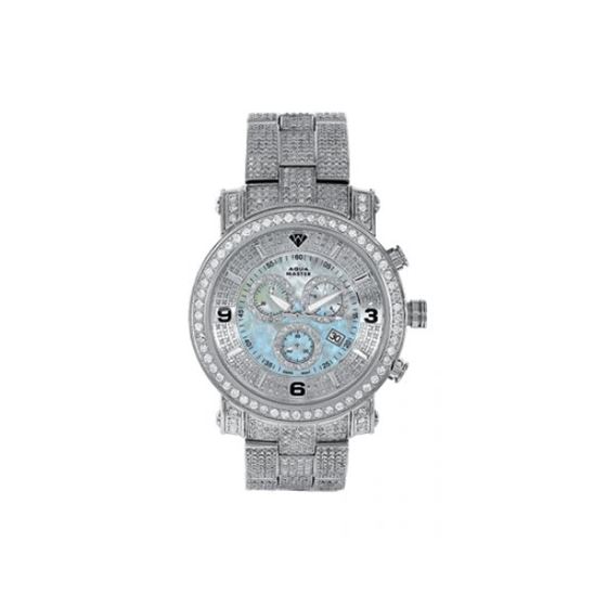 Aqua Master Mens Fully Iced Out Diamond Watch 11.6ctw