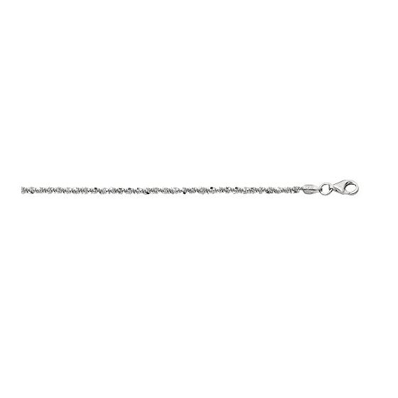 Silver with Rhodium Finish 2.2mm wide Diamond Cut Sparkle Chain with Pear Shape Clasp