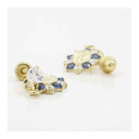 14K Yellow gold Oval mary cz chandelier earrings for Children/Kids web459 3