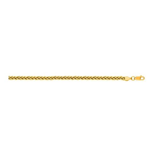 14K Yellow Gold 3.3mm wide Lite Weight Wheat Chain with Lobster Clasp 1