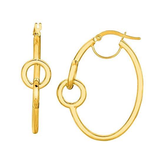 14K Yellow Gold Ladies Hoop Earrings ER1818