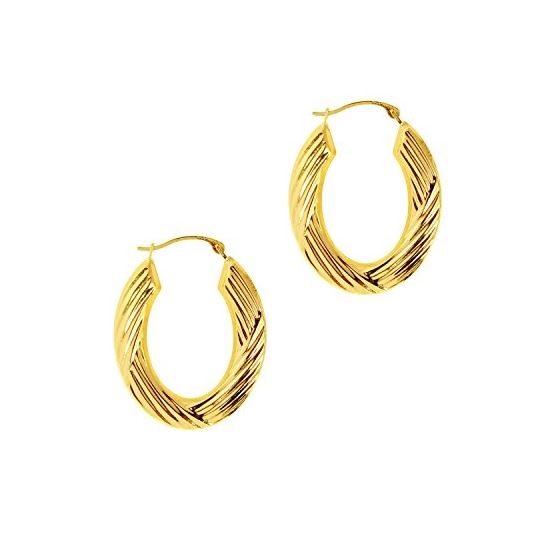 14K Yellow Gold Ladies Hoop Earrings S912