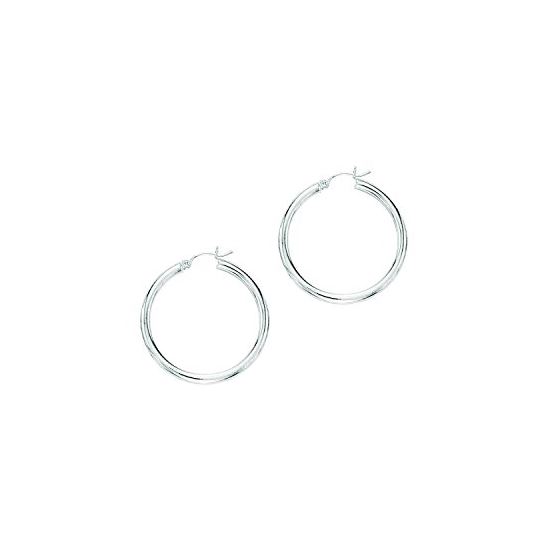 10K White Gold Ladies Hoop Earrings 514WT