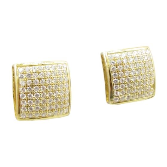 Mens .925 sterling silver Yellow 7 row square earring MLCZ98 5mm thick and 10mm wide Size 1