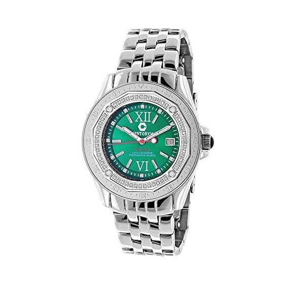 Designer Centorum Falcon Real Diamond Watch: Midsize 0.50ct Emerald Face 1