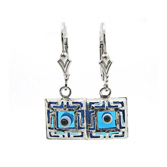 925 Sterling Silver evil eye dangle earrings 1