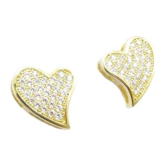 Womens .925 sterling silver Yellow heart earring 4mm thick and 10mm wide Size 1