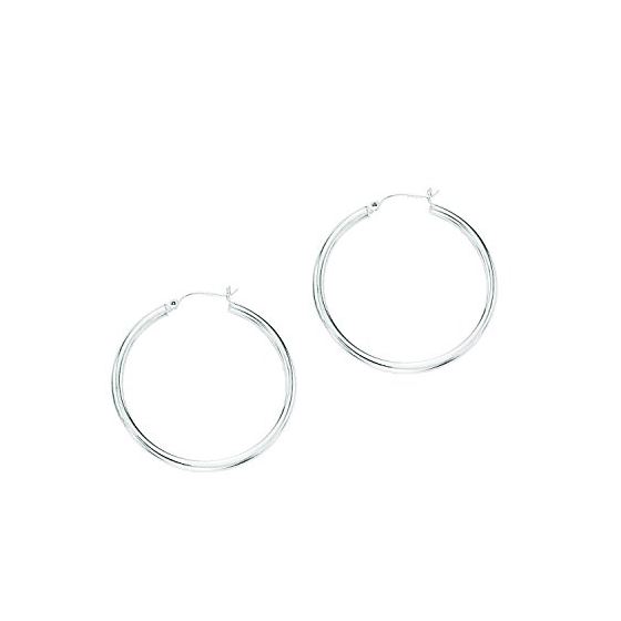 10K White Gold Ladies Hoop Earrings 512WT